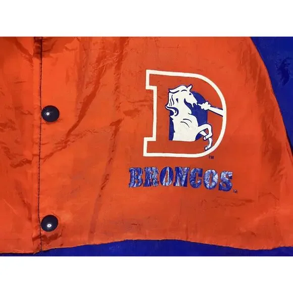 Vintage Broncos NFL Nylon 80s Button Up Jacket XL Made In USA Swingster - Picture 3 of 14